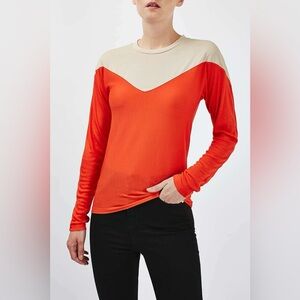 Topshop Illusion Orange and Cream Color Block